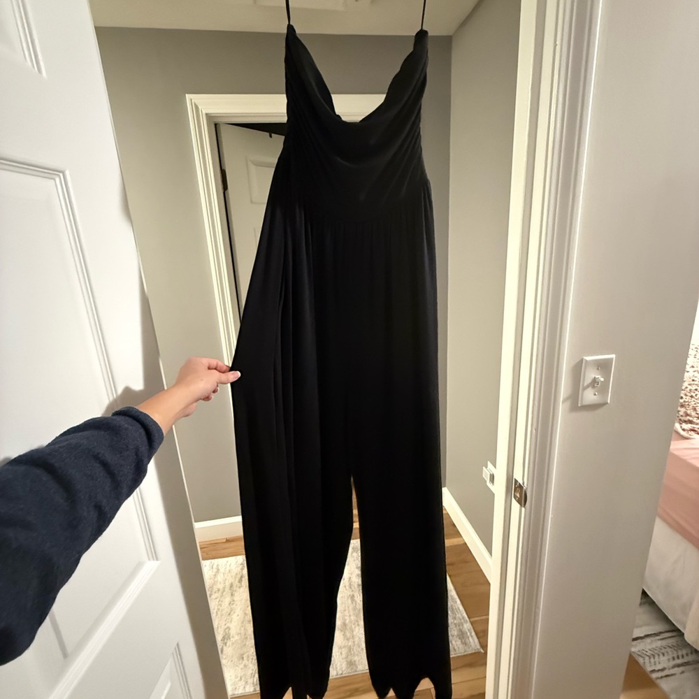 Lush Black Draped Jumpsuit